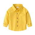 thumbnail image 1 of felwors Toddler Boys Long Sleeve Dress Shirt Button Up Shirts for Kids (2-3 Years, Yellow), 1 of 7