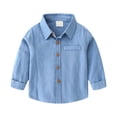 thumbnail image 1 of felwors Toddler Boys Long Sleeve Dress Shirt Button Up Shirts for Kids (5-6 Years, Blue), 1 of 7
