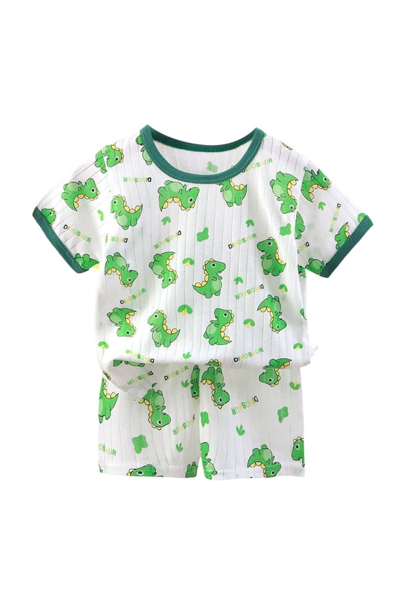 Toddler Boys Pajamas Cotton Summer Pjs for Boy Jammies Baby Sleepwear Kids Short Sets for 1-9T (12-18 Months, Light Green)