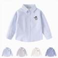 thumbnail image 1 of felwors Toddler Children's Cotton Shirts for Boys and Girls Long Sleeved Lapel Tops Baby Button Coats Casual Cartoon (Light Blue,5-6 Years), 1 of 7