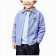 thumbnail image 1 of felwors Toddler Children's Cotton Shirts for Boys and Girls Long Sleeved Lapel Tops Baby Button Coats Casual Cartoon (Sky Blue,5-6 Years), 1 of 7