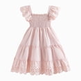 thumbnail image 1 of felwors Toddler Girl Dress Summer Outfits Kids Ruffle Puff Sleeves Boho Dresses Casual Sundress for Girls 4-7T(Light Pink,3-4 Years), 1 of 7
