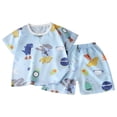 thumbnail image 1 of felwors Toddler Little Kids Pajamas Set Short Sleeve Pjs Snug Fit Sleepwear 2pcs (2-3 Years,Sky Blue), 1 of 6