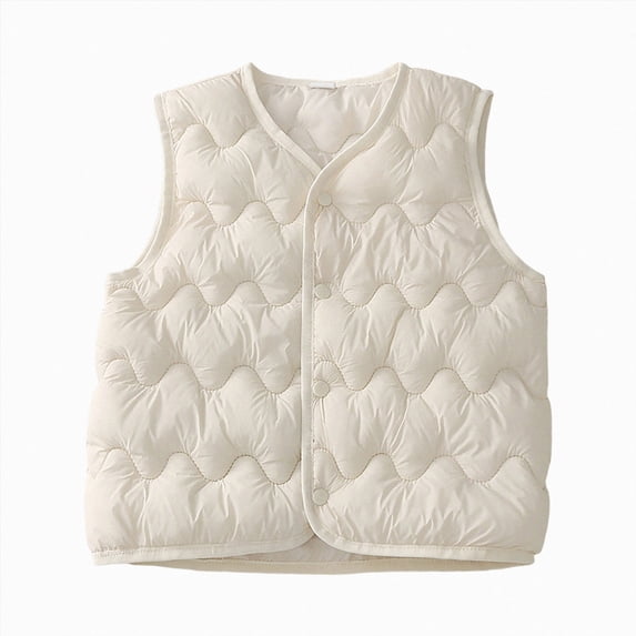 felwors Toddler Puffer Vest Boys Girls Vest Warm Winter Jacket Lightweight Sleeveless Buttons Coat (18-24 Months,White)