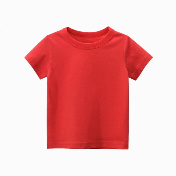 felwors Toddler T Shirts Boys Girls Basic Tee Summer Cotton T-Shirts Crewneck Short Sleeve Shirts for Kids(Z03-Red,1 Years)