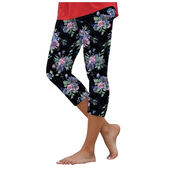 felwors Tummy Control Workout Capris Leggings for Women High Waist Athletic Yoga Pants with Pockets Gym Running Hiking Light Purple for Size S