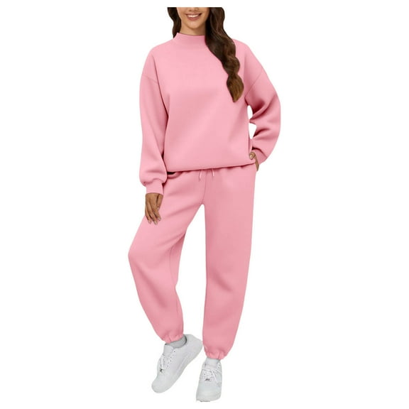 felwors Two Piece Sets for Women Neck Matching Sets Loungewear Fall Clothes Travel Outfits Fashion 2025 S-3XL Red, S