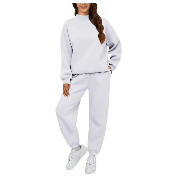 felwors Two Piece Sets for Women Neck Matching Sets Loungewear Fall Clothes Travel Outfits Fashion 2025 S-3XL White, S