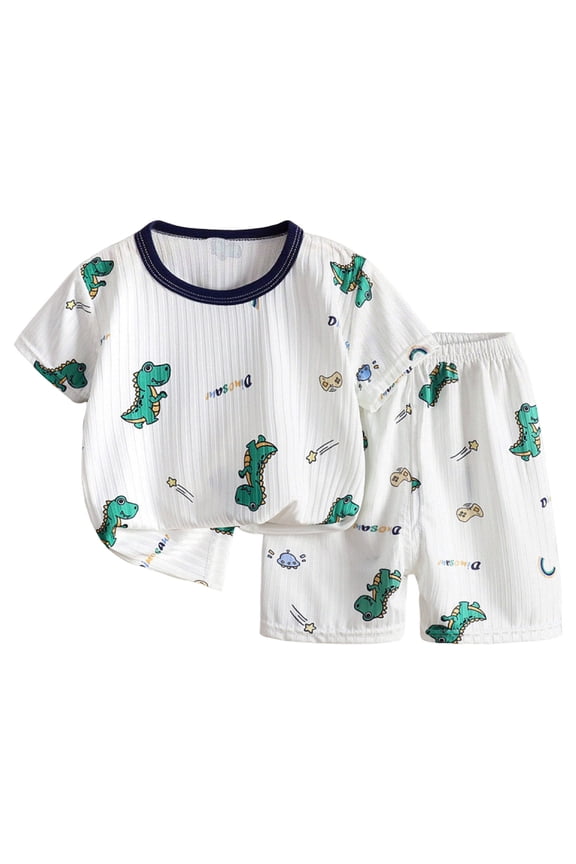 Two Piece Short Sleeve Toddler Pajamas PJ Sets for Boys and Girls - Adorable Pattern Summer Pajamas Shorts to Keep Cool While Sleeping, Size 12 Months to 5T (3-4 Years,Green)
