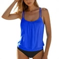 thumbnail image 1 of felwors Two Piece Tankini Swimsuits for Women Blouson Bathing Suits Modest Swimwear(Blue, XXL), 1 of 7