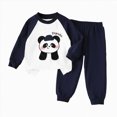 thumbnail image 1 of felwors Unisex Baby Boy Girl Cute Animal Print Sweatshirt&Pant Clothing Set Toddlers Outfits Set for Spring Autumn (Dark Blue,6 Years), 1 of 4