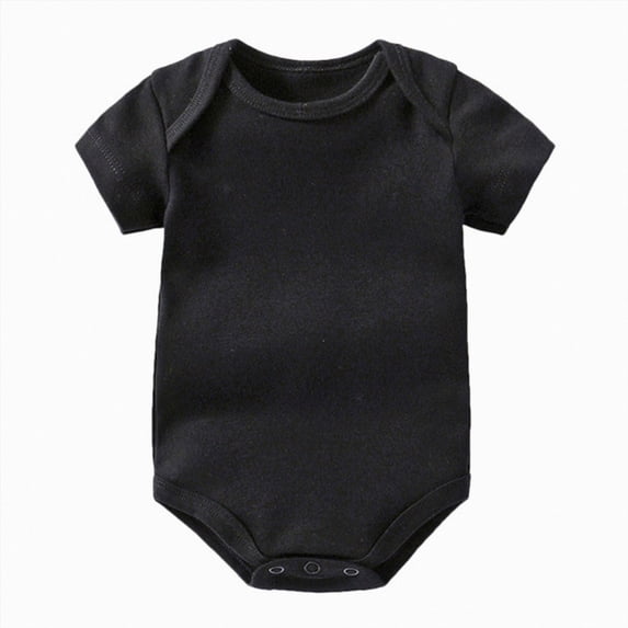 felwors Unisex-Baby Short Sleeve Bodysuits Soft Solid Bodysuit for Newborn Cotton One-piece Boy Girl Summer Clothes(Black,12-18 Months)
