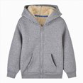 thumbnail image 1 of felwors Unisex Boys Girls Fleece Jacket Hoodie Sherpa Lined Zip Up Hooded Sweatshirt Kids Winter Jackets (Grey,3-4 Years), 1 of 4