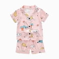 thumbnail image 1 of felwors Unisex Girls Soft Pajamas Set Button-Down PJs Short Sleeve Sleepwear Toddler Cute Lounge Sets,Yellow,3-4 Years, 1 of 4