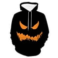 thumbnail image 1 of felwors Unisex Oversized Hoodie with Scary Pumpkin Print - Halloween Casual Pullover with Kangaroo Pocket Black, XL, 1 of 3
