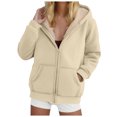thumbnail image 1 of felwors Unisex Sherpa Lined Fleece Jacket - Zip Up Hooded Sweatshirt, Warm Fall & Winter Casual Coats with Pockets White, S, 1 of 5
