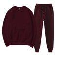 thumbnail image 1 of felwors Unisex Solid Color Fleece Tracksuit Set Crew Neck Jacket, Hoodie and Pants for Sports & Casual Wear Autumn and Winter Red, XXXL, 1 of 2