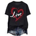 thumbnail image 1 of felwors Valentines Shirts for Women: Cute Love Heart Shirt Valentine T Shirt Red Short Sleeve Casual Hearts Tops(Black, XL), 1 of 6