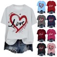 thumbnail image 1 of felwors Valentines Shirts for Women: Cute Love Heart Shirt Valentine T Shirt Red Short Sleeve Casual Hearts Tops(Dark Gray, XXXL), 1 of 6