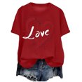 thumbnail image 1 of felwors Valentines Shirts for Women: Cute Love Heart Shirt Valentine T Shirt Red Short Sleeve Casual Hearts Tops(Red, M), 1 of 6