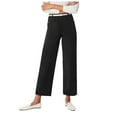thumbnail image 1 of felwors Wide Leg Cropped Jeans for Women Stretch High Waisted Twill Pants Straight Leg Denim Chino Pants Comfy Dressy Capri Pants Black, S, 1 of 6
