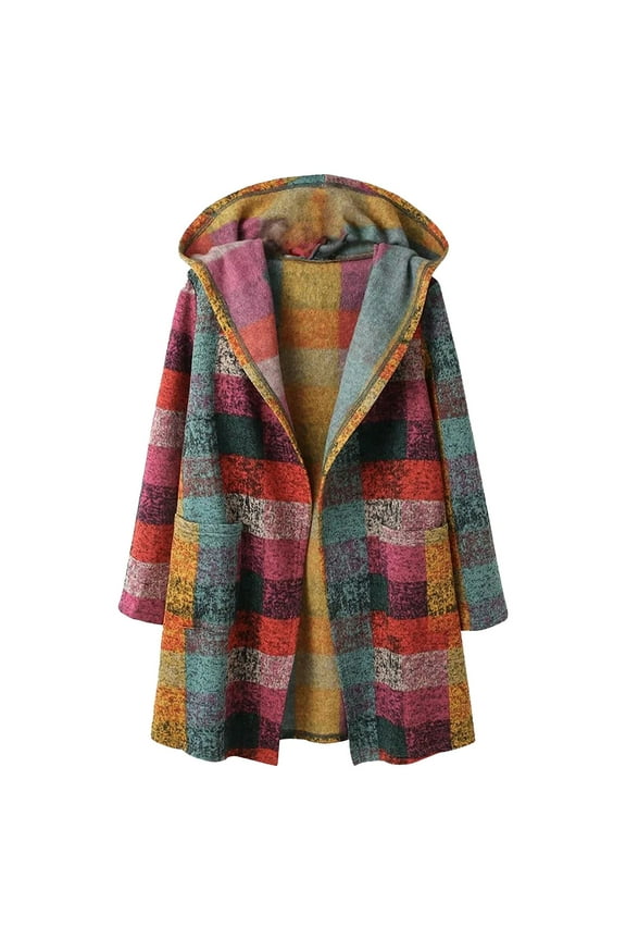 Winter Women's Boho Vintage Aztec Sherpa-Lined Fleece Coat - Hooded Button-Down Long Cardigan Purple, XL