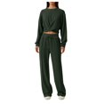 thumbnail image 1 of felwors Women 2 Piece Outfits Sweatsuit Set Twist Front Cropped Sweatshirt Wide Leg Sweatpant Lounge Set Tracksuit AG, L, 1 of 5