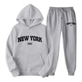 thumbnail image 1 of felwors Women 2 Piece Tracksuits New York Letter Graphic Sweatsuits Fall Winter Hoodies Jogger Pants Matching Lounge Sets with Pocket(Light Gray, M), 1 of 4