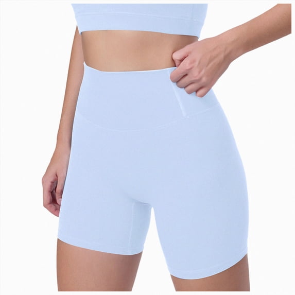 felwors Women 6" No Front Seam High Waist Biker Shorts Buttery Soft Booty Flattering Yoga Workout Shorts White for Size S