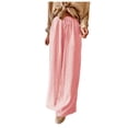 thumbnail image 1 of felwors Women Casual Drawstring Elastic Waist Striped Wide Leg Pants with Pockets Red, XL, 1 of 8