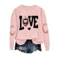 thumbnail image 1 of felwors Women Casual Long Sleeve Sweatshirts Love Print Shirt Plus Size Oversized Sweaters Pullover Casual Tops Pink, L, 1 of 7