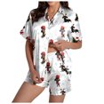 thumbnail image 1 of felwors Women Christmas Pajamas Set Silk Satin Short Sleeve Button Down Top and Shorts Plus Size Soft Sleepwear Lounge Xmas Pjs Light Gray, XXL, 1 of 6