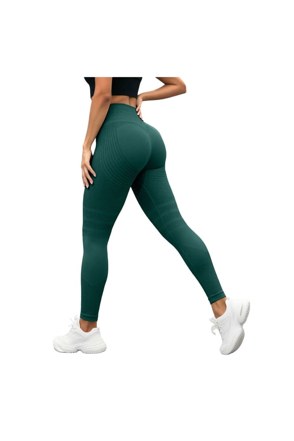 Women Compression 3D Leggings Anti Cellulite Lifting Tummy Control with Resistance Bands Yoga Leggings (Dark Green, XL)