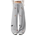 thumbnail image 1 of felwors Women Dog Embroidery Sweatpants Cute Print Baggy Joggers Casual Lounge Pants Grey for Size L, 1 of 9
