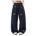 thumbnail image 1 of felwors Women Dog Embroidery Sweatpants Cute Print Baggy Joggers Casual Lounge Pants Navy for Size L, 1 of 9