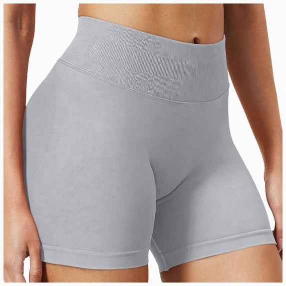 felwors Women High Waist Butt Lifting Biker Shorts Tummy Control Workout Shorts for Yoga Running Grey for Size XL