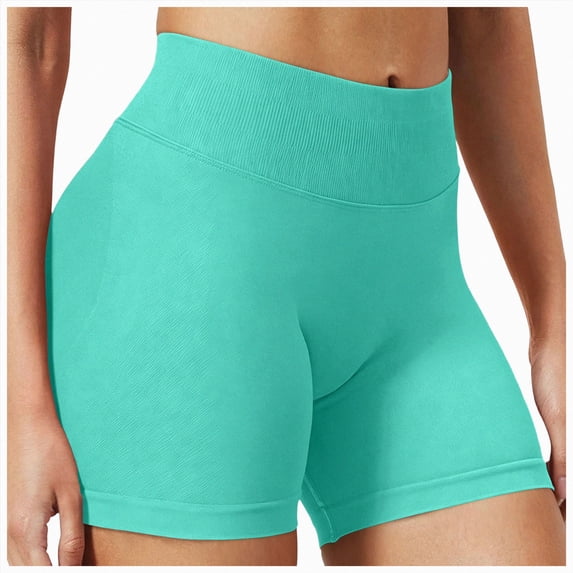 felwors Women High Waist Butt Lifting Biker Shorts Tummy Control Workout Shorts for Yoga Running Mint Green for Size XXL