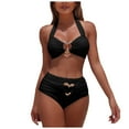 thumbnail image 1 of felwors Women High Waisted Bikini Sets Bathing Suit Tummy Control Swimsuits Two Piece Swimsuit Tie Back Summer Swimsuit(Black, L), 1 of 9