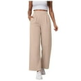 thumbnail image 1 of felwors Women Office Wide High Waist Pants Loose Fit Elastic Waist Pleated Front Trousers for Work Casual Bronze, L, 1 of 5