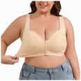 thumbnail image 1 of felwors Women Plus Size Front Closure Lace Seamless Bras Full Coverage Comfort Support Bralette Everyday Bra No Underwire (Light Yellow, 46F), 1 of 9