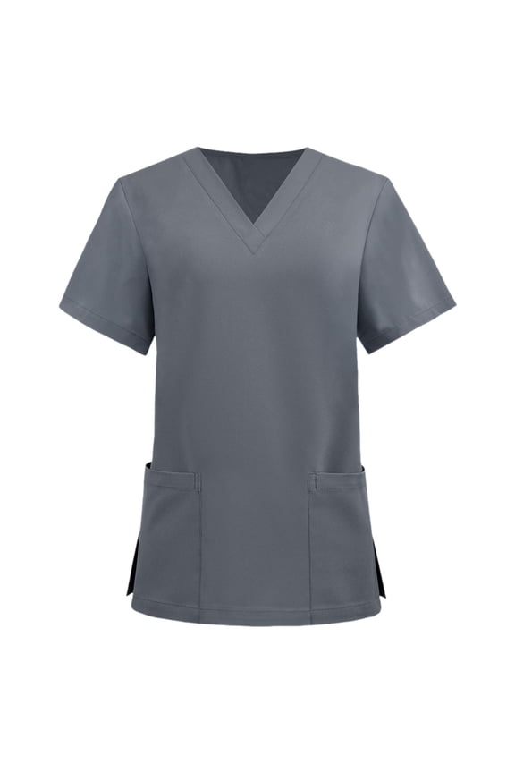 Women Scrubs Top Classic V -Neck for Women & Men Medical Under Scrub Stretch T-Shirt for Men & Women (Grey, L)