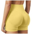 thumbnail image 1 of felwors Women Workout Gym Shorts 4.5 Scrunch Butt Lifting Tummy Control Shorts Comfy Running Seamless Booty Biker Shorts Yellow, L, 1 of 5