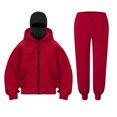 thumbnail image 1 of felwors Women's 2 Piece Balaclava Set - Zip Up Double Layer Hoodie with Kangaroo Pocket & Jogger Pants Hip Hop Y2K Outerwear(Watermelon Red, XL), 1 of 5