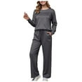 thumbnail image 1 of felwors Women's 2 Piece Sets Sweatshirt Casual Travel Outfits Lounge Wide Leg Tracksuit Cozy Sweatsuits Fashion 2025 Dark Gray, M, 1 of 4