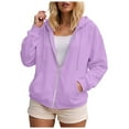 thumbnail image 1 of felwors Women's 2025 Zip Up Y2K Hoodies Casual Long Sleeve Sweatshirts Fall Spring Track Jackets with Pockets Light Purple, XXXL, 1 of 9