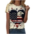 thumbnail image 1 of felwors Women's 250th Anniversary Print Shirt Bald Eagle and USA Flag Patriotic Tshirt (Beige, L), 1 of 7