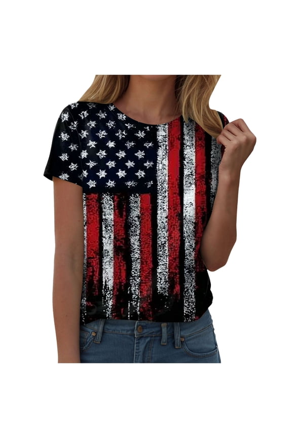 Women's 250th Anniversary Print Shirt Bald Eagle and USA Flag Patriotic Tshirt (Red, M)