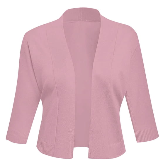 felwors Women's 3/4 Sleeve Lightweight Cropped Cardigan Sweaters Open Front Short Shrugs for Dresses RD2, XXL