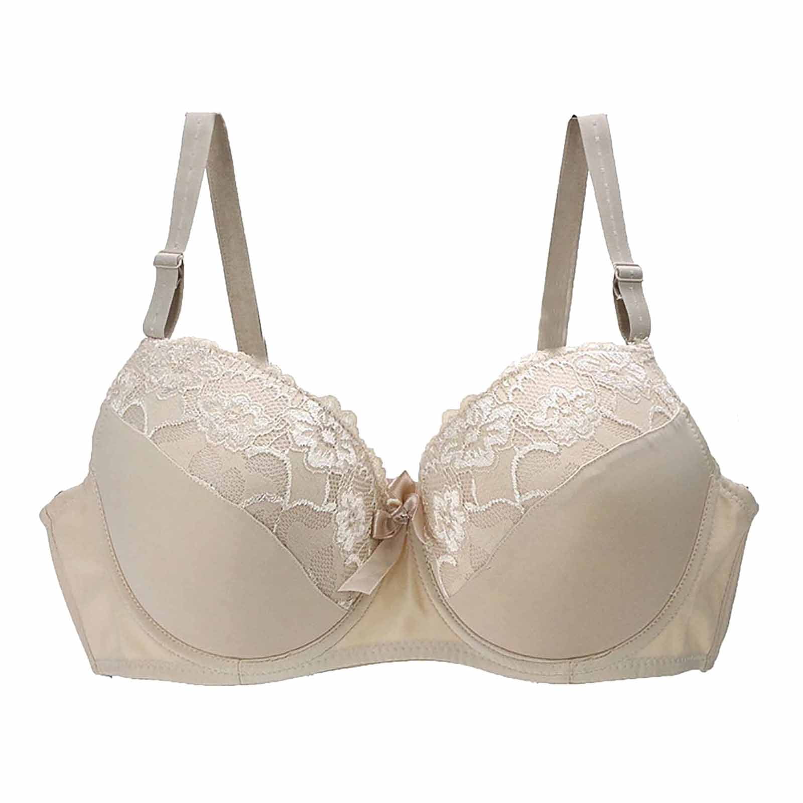 felwors Women's Bras Lace Stitching Embroidery Thin Plus Size Bra Deep ...