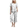 thumbnail image 1 of felwors Women's Capri Pajama Sets Floral Print Short Sleeve Sleepwear Top and Capri Pants 2 Piece Loungewear with Pockets White, M, 1 of 7